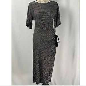 Max Studio Dress Black And White Striped Side Tie